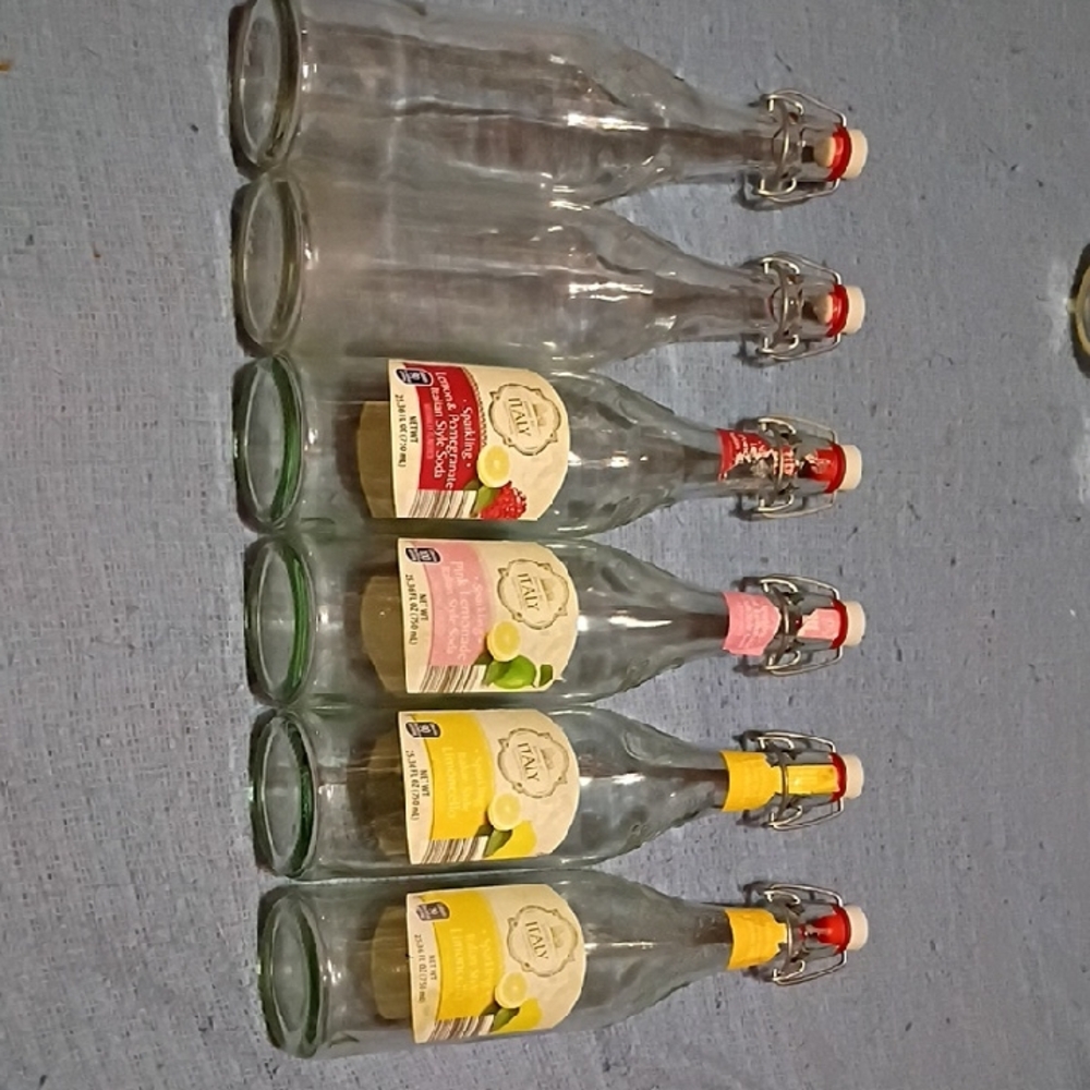 Set of Six Glass Bottles with Swing Tops